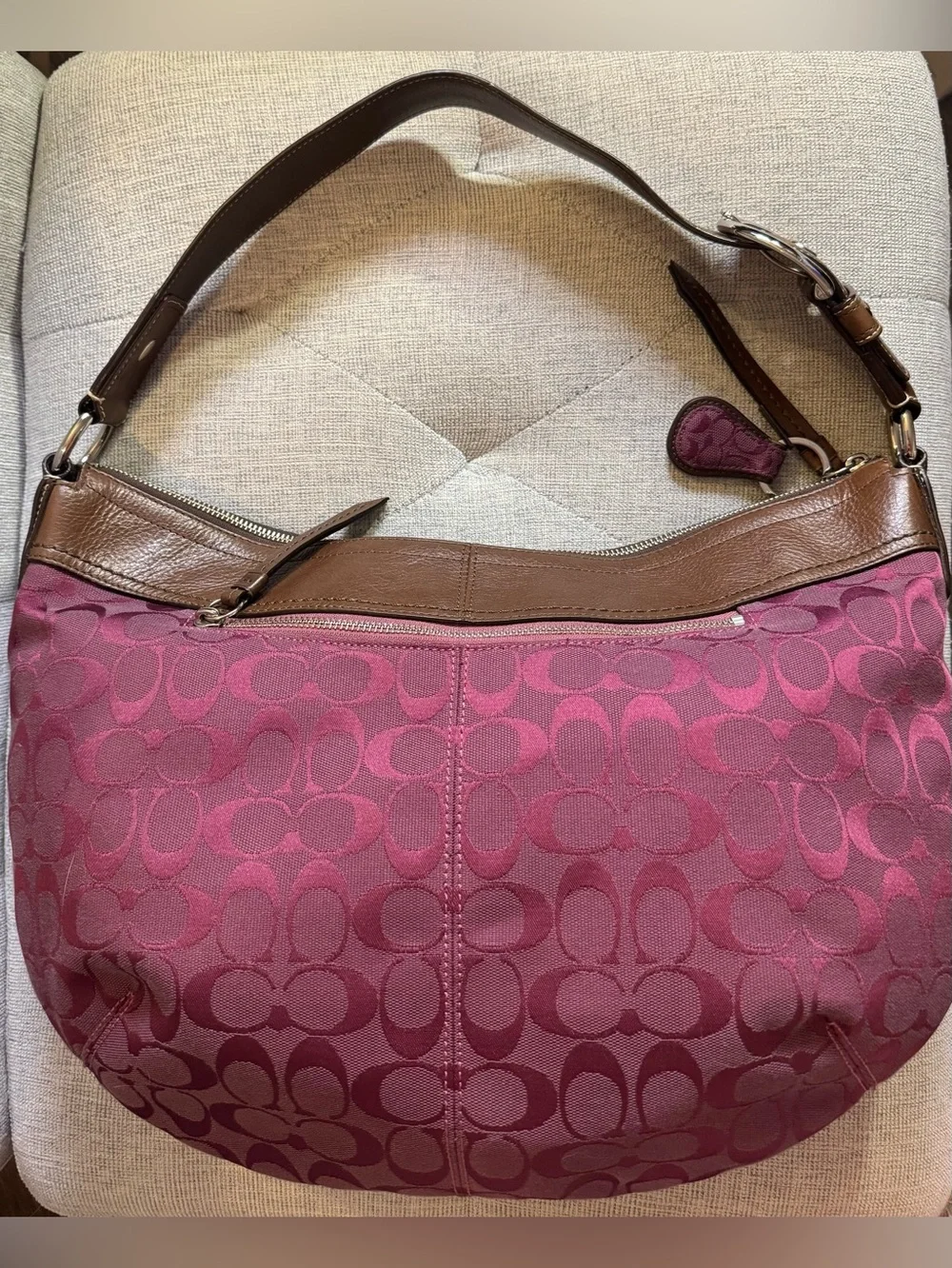 Coach Large Vintage Amethyst Soho Hobo Pleated Shoulder Bag and Matching Key Fob